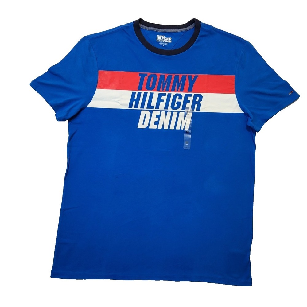 Tommy Hilfiger Denim Men's T shirt Short Sleeve Graphic Print Blue Size M New